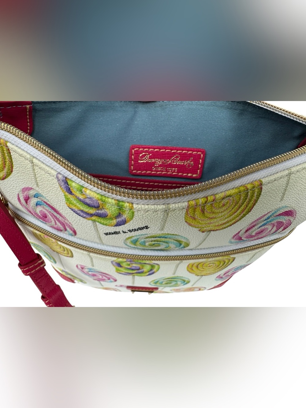 RARE Dooney & Bourke Lollipop Swirl Coated Cotton Letter Carrier Crossbody Purse - Picture 10 of 15